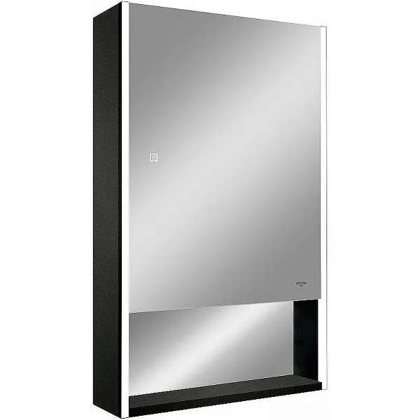 Зеркальный шкаф для ванной Reflection Box Black LED 500х800 с розеткой, диммируемый RF2419BL
