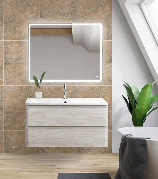 ALBANO База под раковину подвесная с 2 выкатными ящиками, Rovere Vintage Bianco, 800x450x500 BelBagn