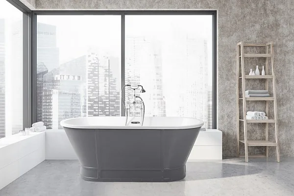 Акриловая ванна BELBAGNO BB35-CF36, внешний цвет серый матовый, 1676x780x650