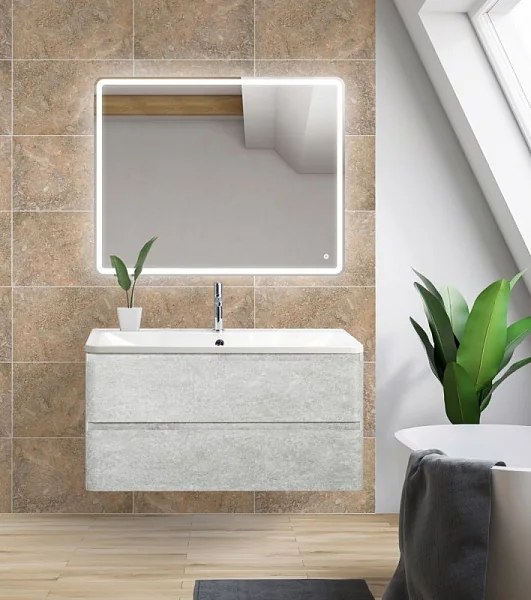 ALBANO База под раковину подвесная с 2 выкатными ящиками, Cemento Verona Grigio, 900x450x500 BelBagn