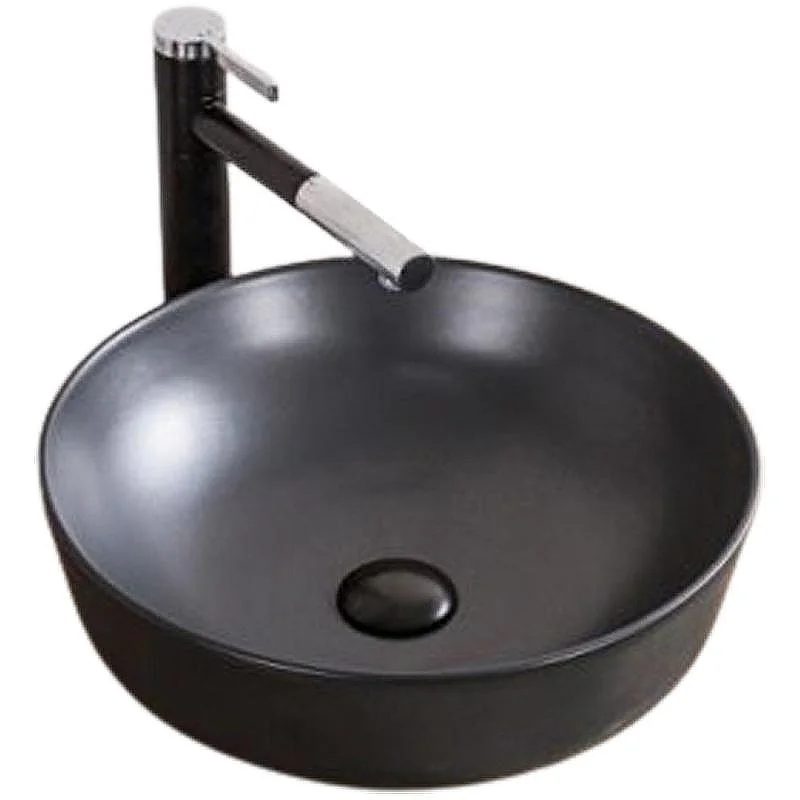 Раковина накладная керамическая, круглая, чёрная матовая, BB1315-H301, 410x410x130