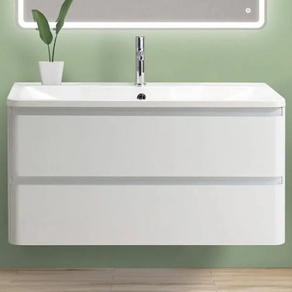 ALBANO База под раковину подвесная с двумя выкатными ящиками, Bianco Lucido, 1000x450x500 BelBagno