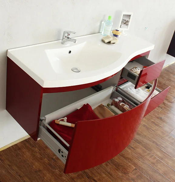 PROSPERO База под раковину подвесная с тремя выкатными ящиками BB1200DC/RL, Rosso Lucido