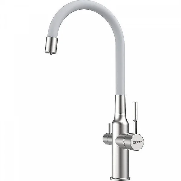 Смеситель Lemark Expert LM5083S-White для кухни с гибким изливом и подключением к фильтру с питьевой
