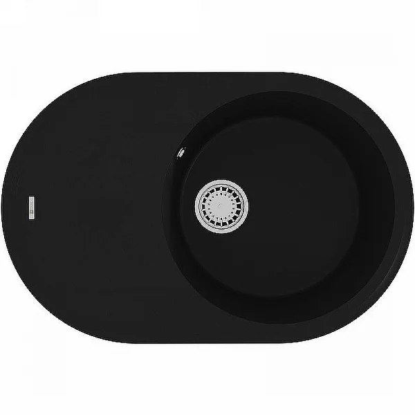 9910055 Кухонная мойка Lemark LACHA 760 врезная овальная с крылом из кварцгранита цвет: Антрацит