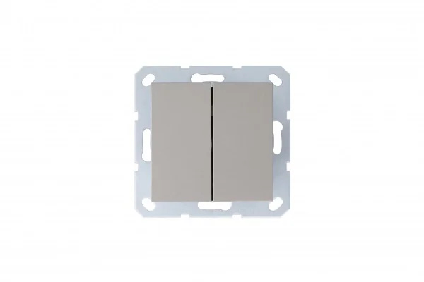G3022CH_Выключатель двухклавишный проходной 10A 250V~ с накладкой, цвет шампань