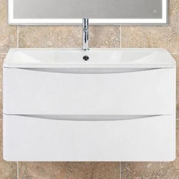 ACQUA База под раковину подвесная с двумя выкатными ящиками, Bianco Lucido, 1000x450x500 BelBagno
