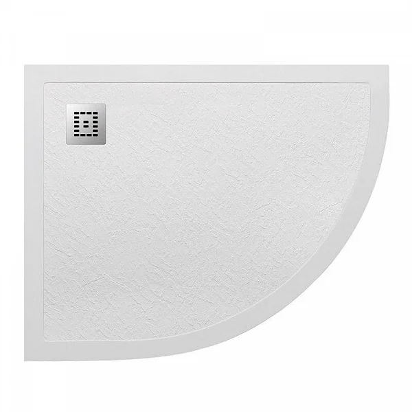 TRAY-MR-UNO-RH-120/90-550-35-W-R-CR Поддон из искусственного мрамора в комплекте с сифоном с декорат