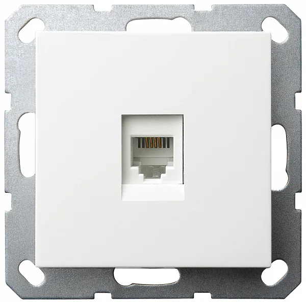 Интернет-розетка RJ45 с накладкой, цвет белый глянцевый JASMART