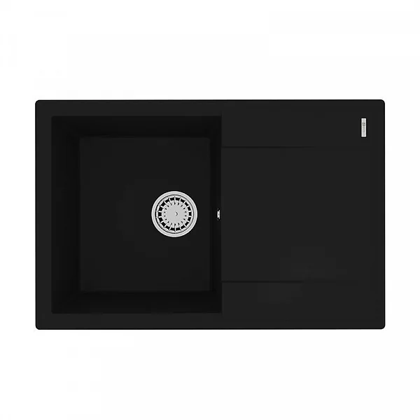 9910025 Кухонная мойка Lemark IMANDRA 760 врезная прямоугольная с крылом из кварцгранита цвет: Антра