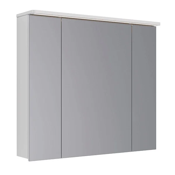Шкаф зеркальный Lemark ZENON 90х80 см 3-х дверный, с козырьком-подсветкой, с розеткой, цвет корпуса: