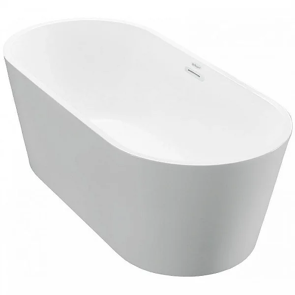 Акриловая ванна с белым сливом, с переливом, BELBAGNO BB71-1600-BIANCO, 1600x750x600