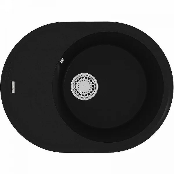 9910049 Кухонная мойка Lemark LACHA 620 врезная овальная с крылом из кварцгранита цвет: Антрацит