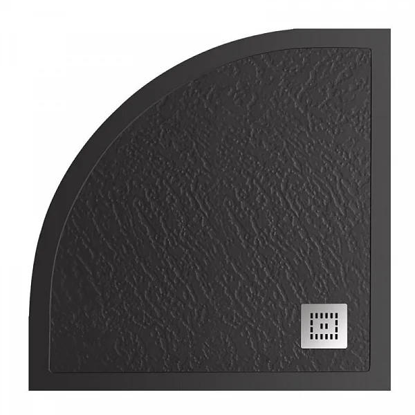 TRAY-MR-UNO-R-90-550-35-NERO-CR Поддон из искусственного мрамора в комплекте с сифоном с декоративно