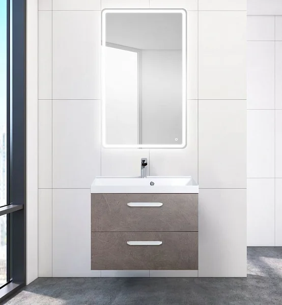 AURORA База под раковину подвесная с 2 выкатными ящиками, Pietra Grigio, 600x450x500 BelBagno