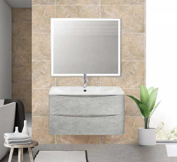 ACQUA База под раковину подвесная с 2 выкатными ящ, Cemento Verona Grigio, 900x450x500 BelBagno