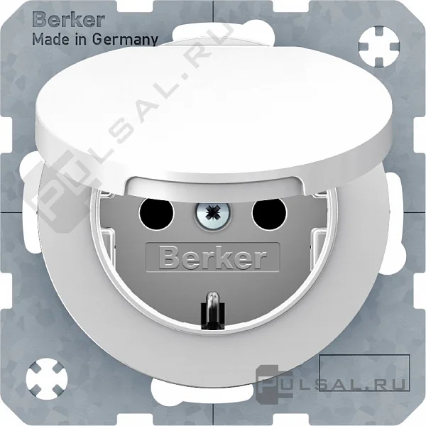 Berker Штепсельная розетка SCHUKO, R.1, цвет: полярная белизна,  с крышкой