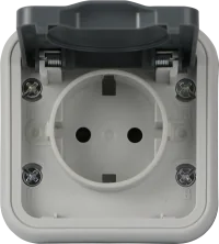 Donel W55 Рамка с крышкой для скрытой установки розетки одиночный, серый, IP55, серия (тип) DIP55