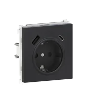 Donel R98  METAL благородная сталь накладка для розетки Schuko с зарядным устройством USB A+C, с защ