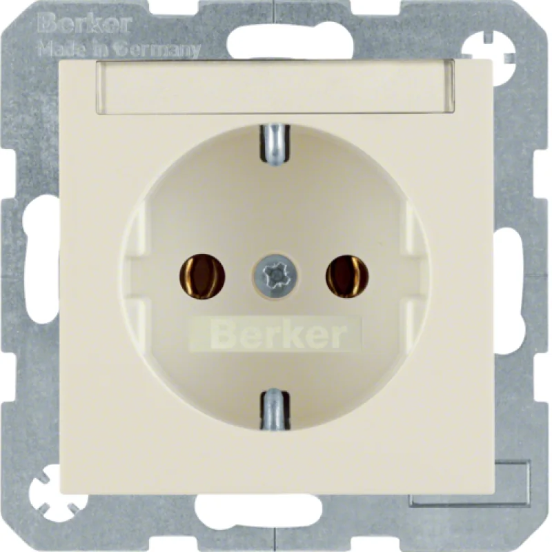 Штепсельная розетка SCHUKO с полем для надписей цвет: белый, с блеском Berker S.1