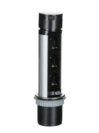 Donel Выдвижной розеточный блок 3х2K+З + 2 USB (A+C) PD 20Вт, цвет: нержавеющая сталь, длина кабеля: