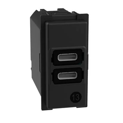 Зарядка USB Type-C, 3,0А (до 15 Вт) Living Now, USB type-C 5V, двойная. Bticino серия Living Now