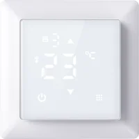Donel Термостат с датчиком пола, программируемый, 16 A, 55*55 мм., белое стекло, серия DTEF