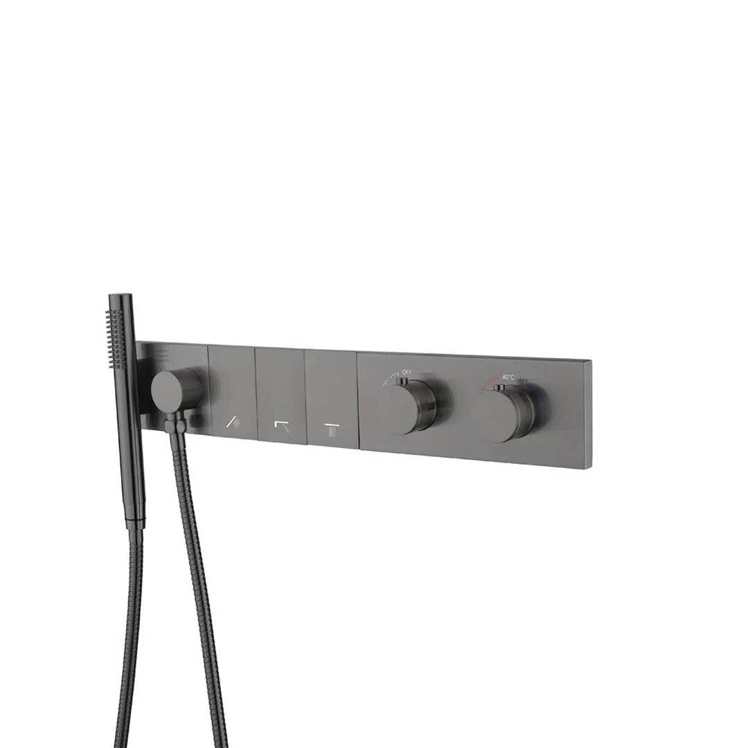 Смеситель ZODIAC THERMO с ручным душем GUN METAL