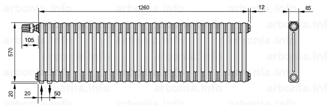 Радиатор Arbonia 2057/28 №69 твв RAL-9016