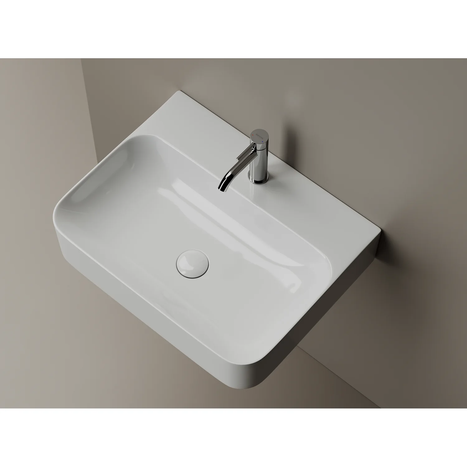 Умывальник AURA с 1 отверстием для смесителя, без перелива 610x480x140мм