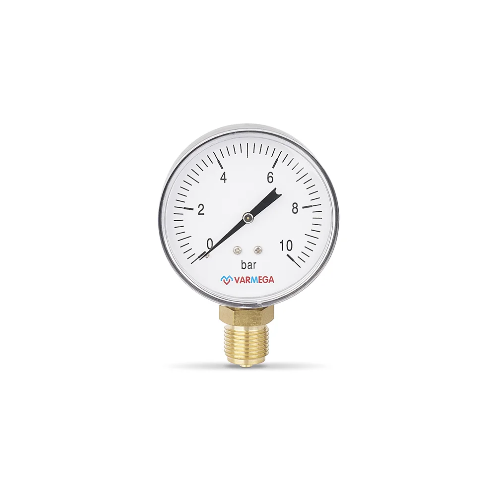 Манометр Varmega радиальный 80 мм, 10 бар, 1/2"