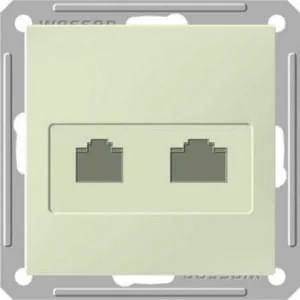 W59 РОЗЕТКА двойная RJ11+RJ45, 160В, 1А, кат.5Е, механизм, СЛОНОВАЯ КОСТЬ