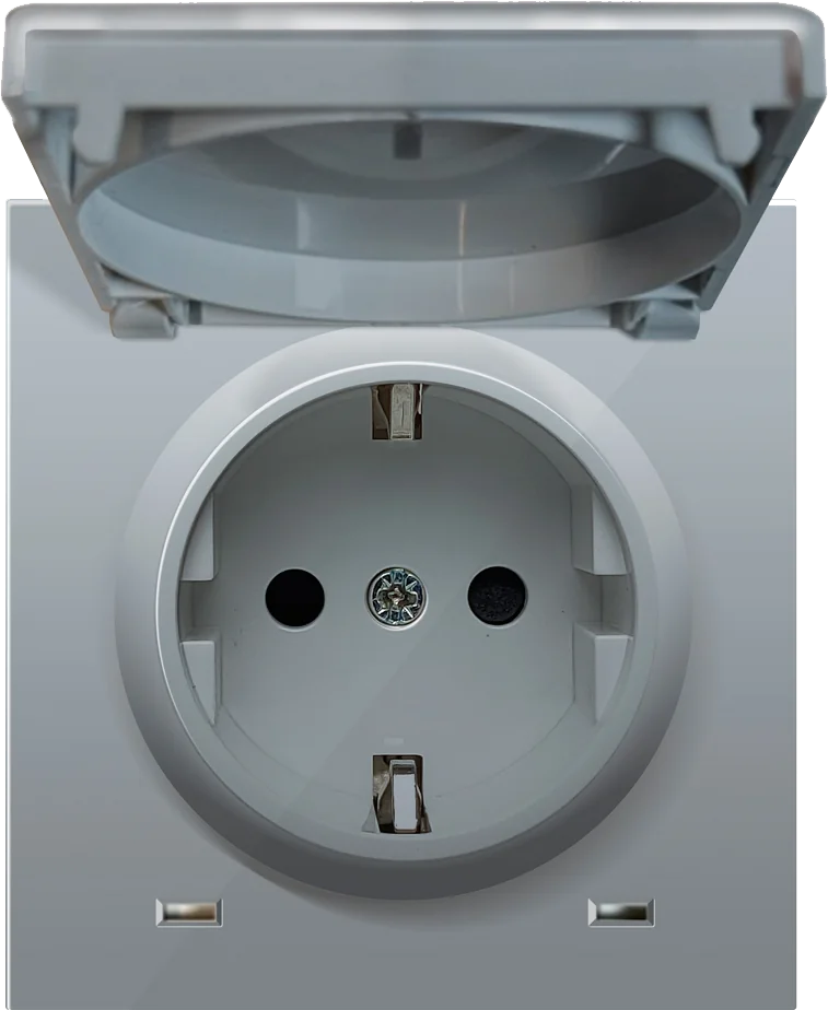 Donel R98 алюминий накладка для розетки Schuko с заземлением, с крышкой, 16A 250 В~, серия DA
