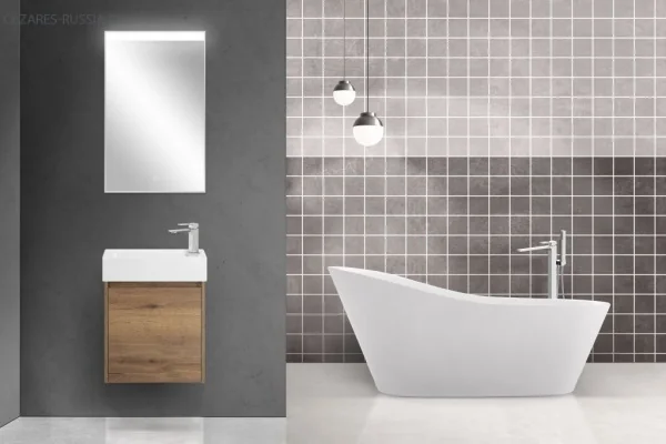 KRAFT MINI База под раковину подвесная с распашной дверцей, левосторонняя, Rovere Galifax Bianco, 49