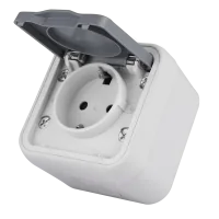 Donel W55 Розетка 1-я с защ.крышкой, 2К+З. и шт., накладная, серый, IP55, серия (тип) DIP55