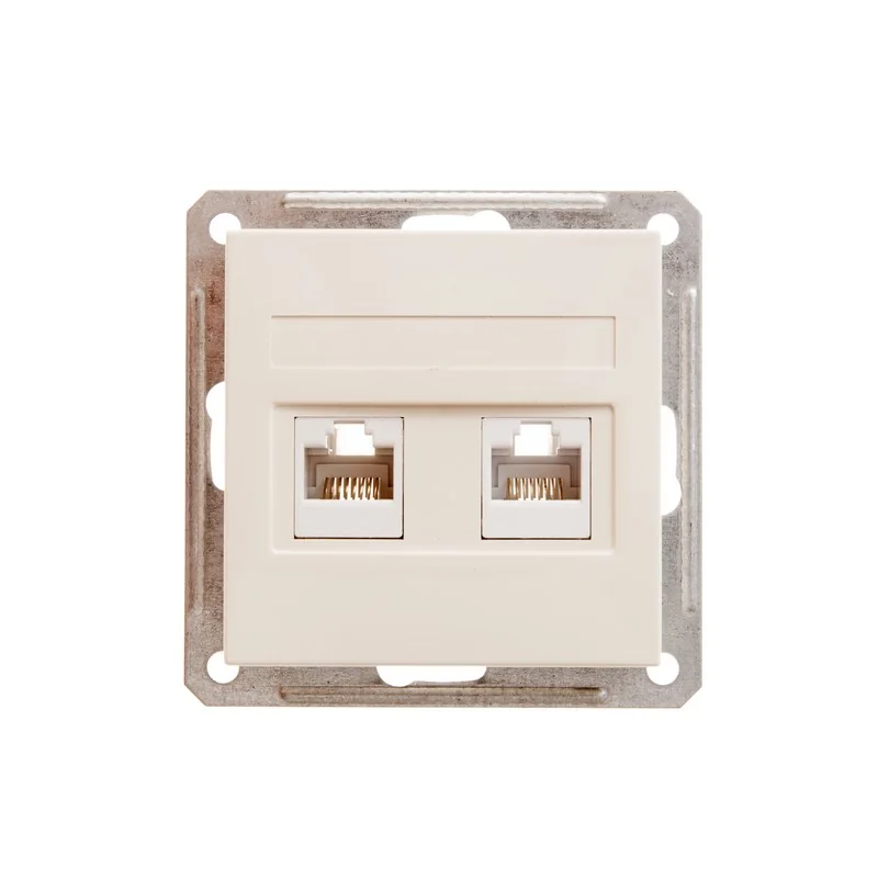 W59 РОЗЕТКА двойная компьютерная RJ45 кат.5Е, механизм, СЛОНОВАЯ КОСТЬ