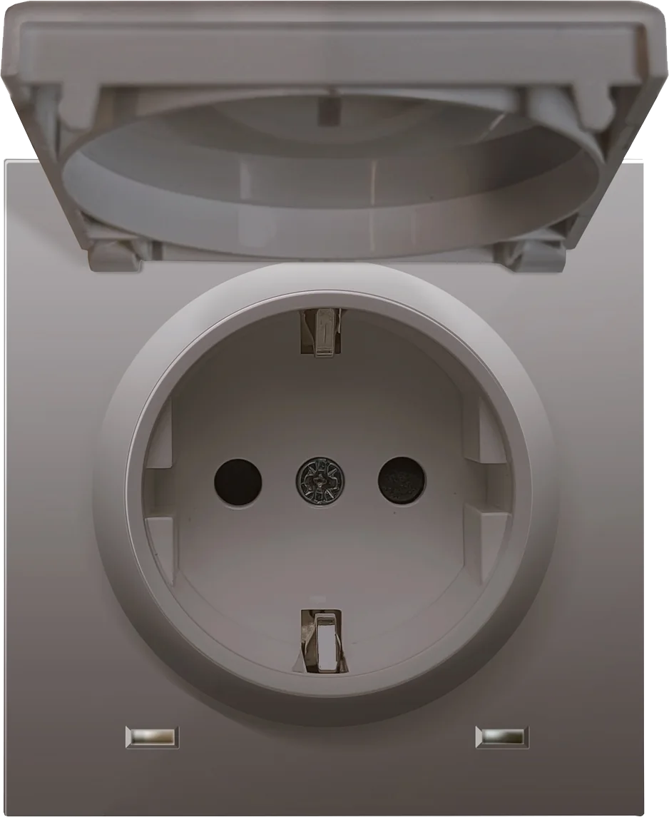 Donel R98 Сталь накладка для розетки Schuko с заземлением, с крышкой, 16A 250 В~, серия DA