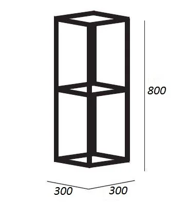 CADRO Металлическая двухъярусная сварная подвесная полка, 300х300х800, CADRO-30/30/80-2C-SO-MET-ST