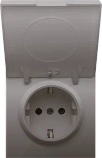 Donel R98 Сталь накладка для розетки Schuko с  с крышкой, 16A 250 В~, серия DA