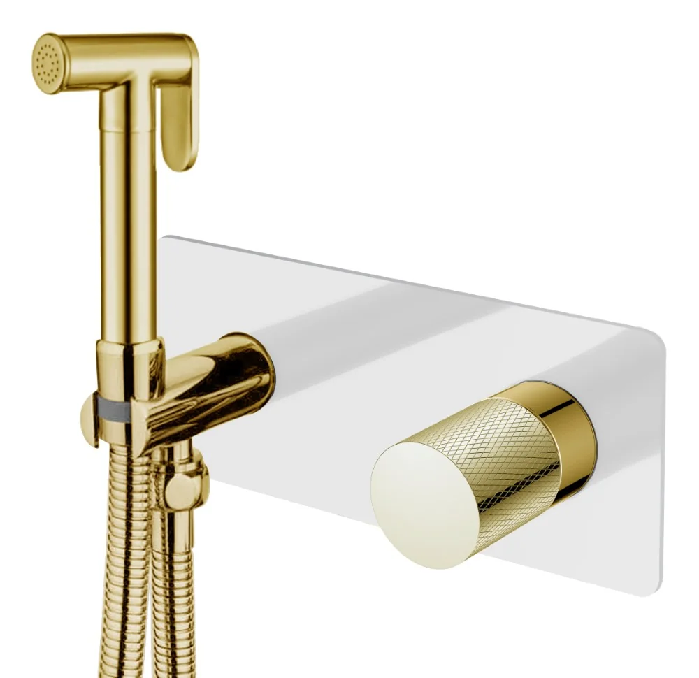 Boheme Смеситель гигиенический STICK WHITE TOUCH GOLD