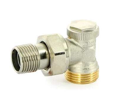 Вентиль обратный угловой НН 1/2" х 3/4"EK, никелированный с разъёмным соединением THERMO Uni-Fitt
