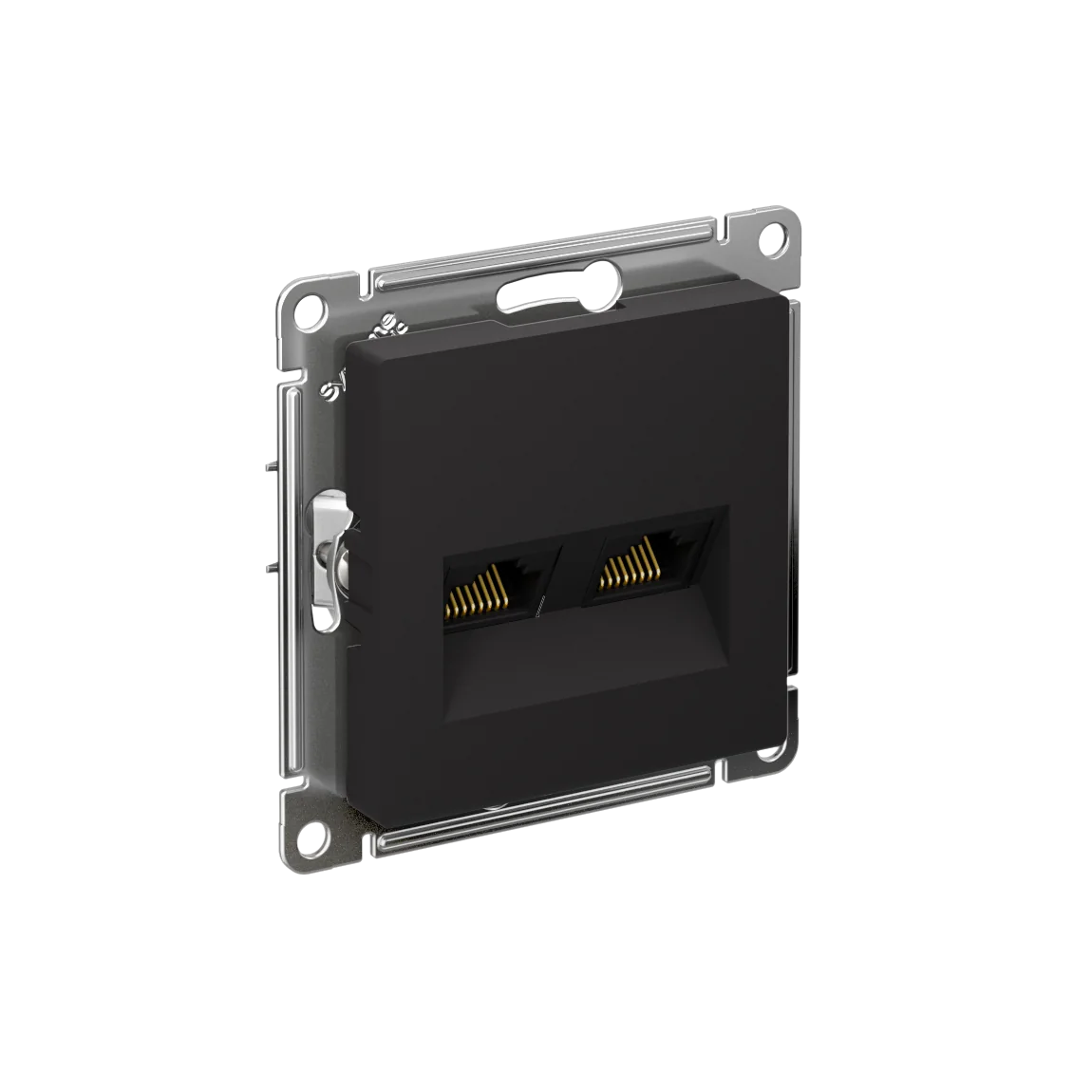 ATLASDESIGN РОЗЕТКА двойная компьютерная RJ45+RJ45, кат.5Е, механизм, КАРБОН