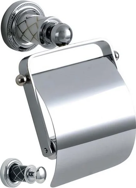 Boheme Держатель для туалетной бумаги с крышкой MURANO CHROME (черное)_Комплект