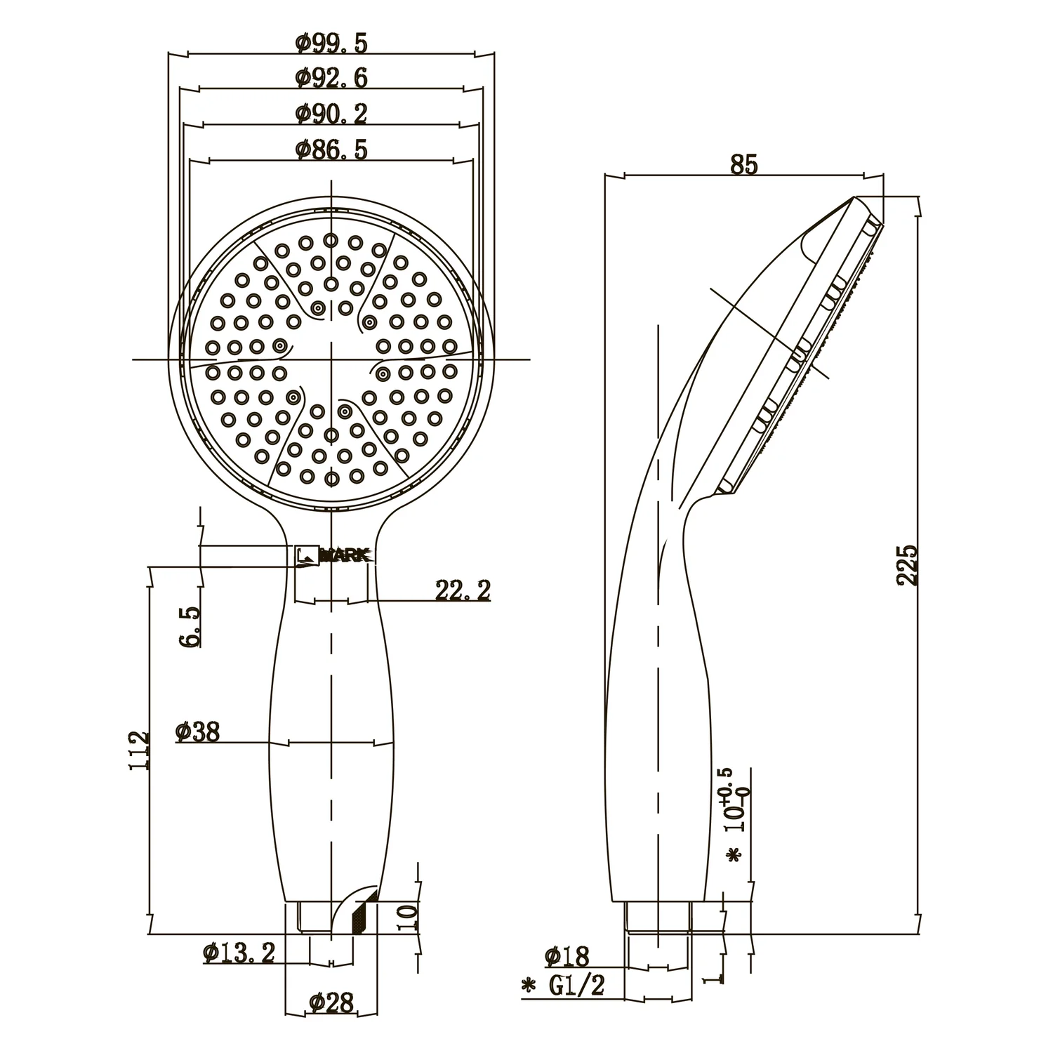 Лейка душевая Lemark LM8001C, 1-функциональная