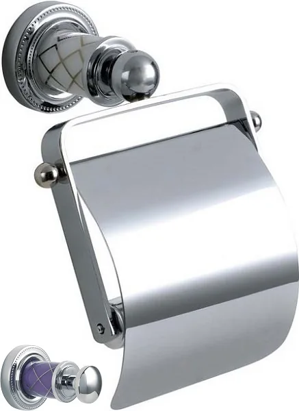 Boheme Держатель для туалетной бумаги с крышкой MURANO CHROME (фиолетовое)_Комплект