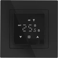Donel Термостат с датчиком пола, программируемый с Wi-Fi , 16 A, 45*45 мм. черное стекло, серия DTEF