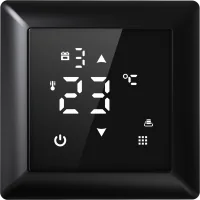 Donel Термостат с датчиком пола, программируемый, 16 A, 55*55 мм., черное стекло, серия DTEF