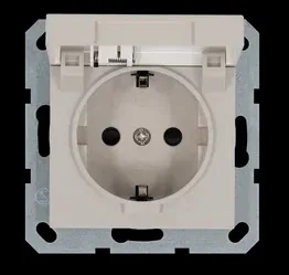 Розетка SCHUKO© с крышкой и защитными шторками 16A 250V~ 2P+T, цвет Тауп JASMART