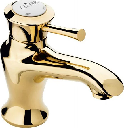 GIUBILEO-LSM1-03/24 Смеситель на раковину однорычажный с донным клапаном, исполнение золото 24 карат