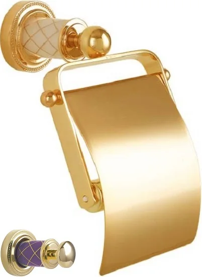 Boheme Держатель для туалетной бумаги с крышкой MURANO GOLD (фиолетовое)_Комплект